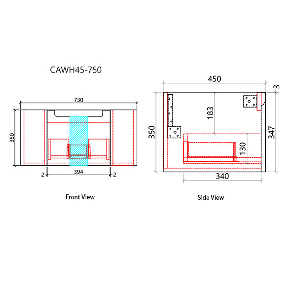 Aulic Savio Wall Hung Vanity 750MM