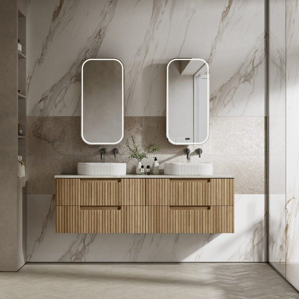 AULIC LOVINA TIER HARVEST OAK 1800MM DOUBLE BOWL WALL HUNG VANITY