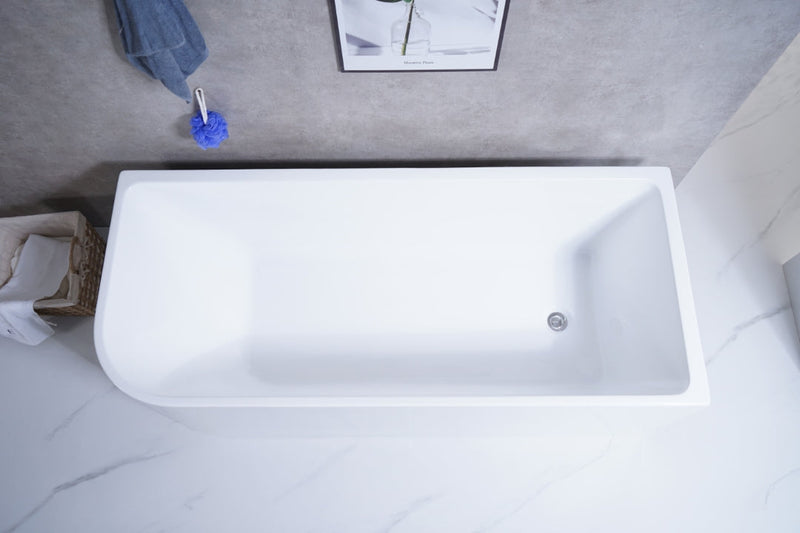 POSEIDON GLOSS WHITE RIGHT CORNER MULTI-FIT BATHTUB 510MM HEIGHT (AVAILABLE IN 1400MM, 1500MM AND 1700MM)