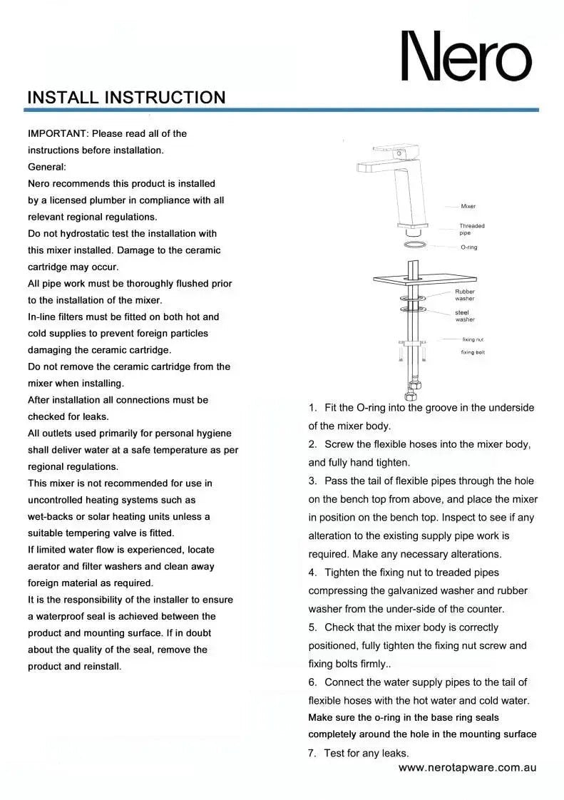 NERO CELIA Basin Mixer Angle Spout