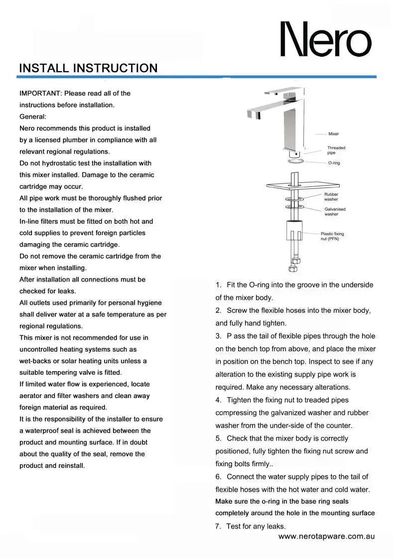 NERO CELIA Basin Mixer Builders Range