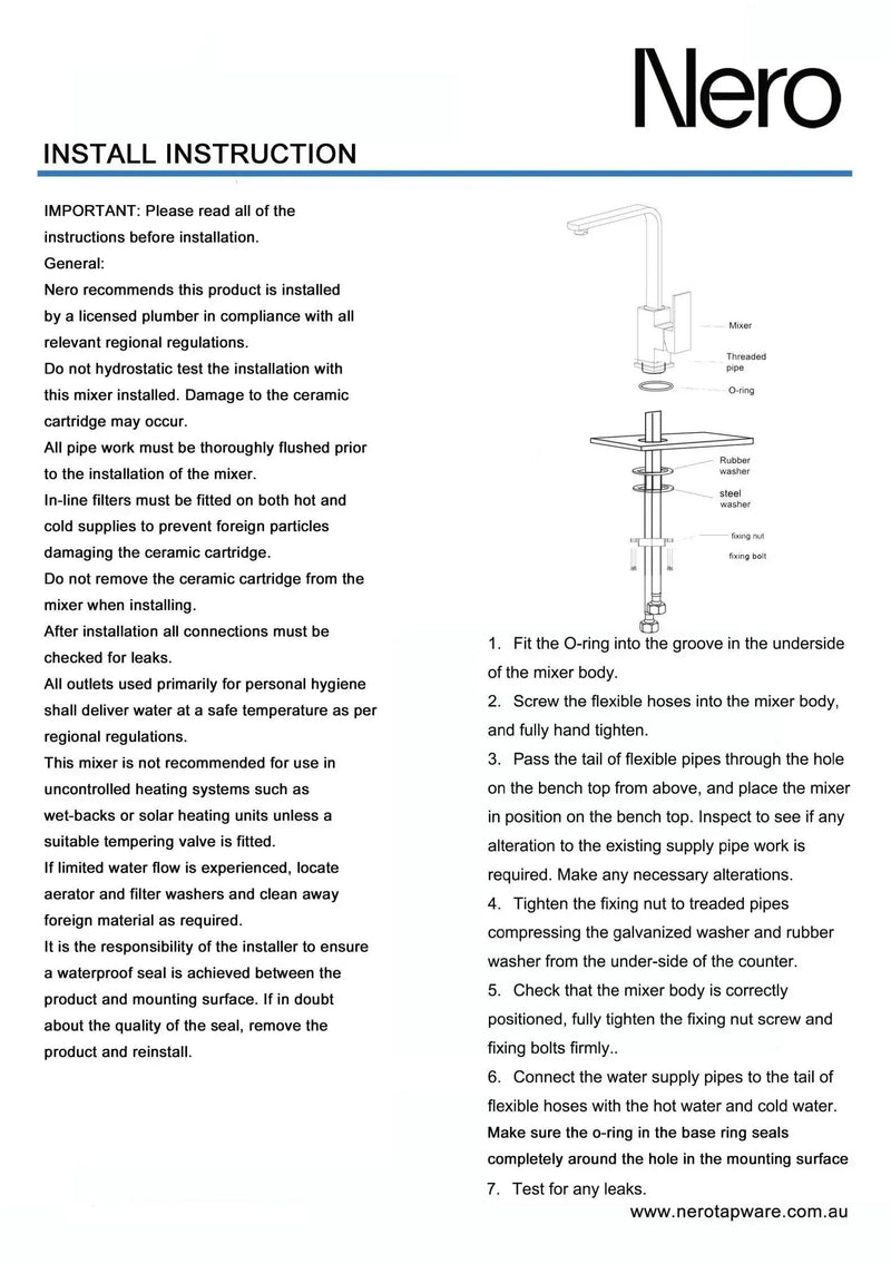 NERO CELIA Kitchen Mixer Builders Range