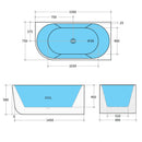 CETO CAPRI FREESTANDING RIGHT CORNER BATHTUB GLOSS WHITE (AVAILABLE IN 1500MM AND 1700MM)