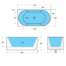 CETO CAPRI FREESTANDING LEFT CORNER BATHTUB MATTE BLACK (AVAILABLE IN 1500MM AND 1700MM)