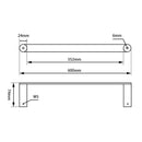 RUSHY Brushed Brass Single Towel Rail 600mm
