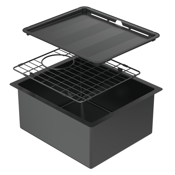 ABEY PIAZZA SINGLE BOWL KITCHEN SINK BLACK PEARL 390MM