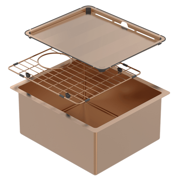 ABEY PIAZZA SINGLE BOWL KITCHEN SINK ARTISAN COPPER 390MM