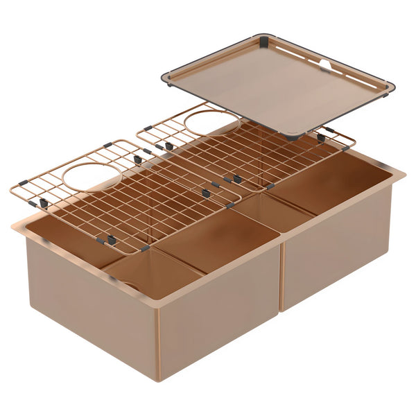 ABEY PIAZZA DOUBLE BOWL KITCHEN SINK ARTISAN COPPER 758MM