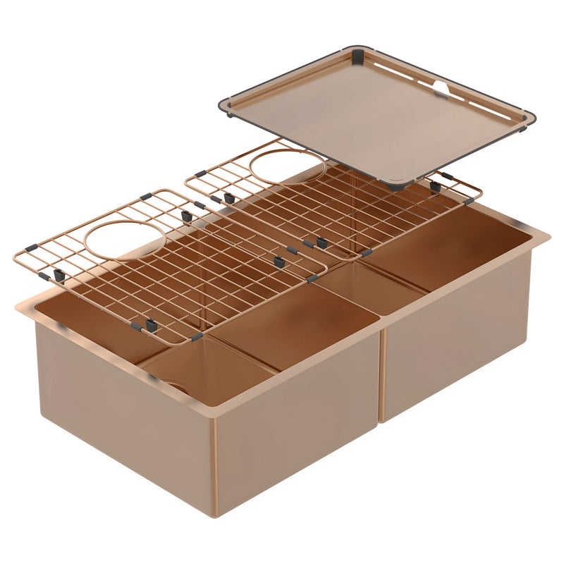 ABEY PIAZZA DOUBLE BOWL KITCHEN SINK ARTISAN COPPER 758MM