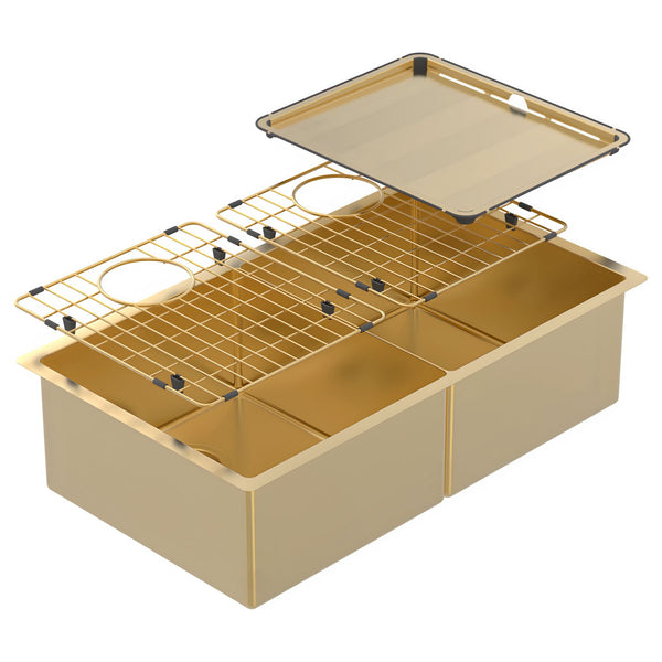 ABEY PIAZZA DOUBLE BOWL KITCHEN SINK EUREKA GOLD 758MM