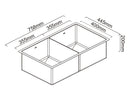 ABEY PIAZZA DOUBLE BOWL KITCHEN SINK STAINLESS STEEL 758MM