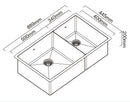 ABEY PIAZZA 1 & 3/4 DOUBLE BOWL KITCHEN SINK BLACK PEARL 889MM