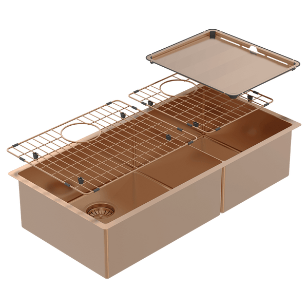 ABEY PIAZZA 1 & 3/4 DOUBLE BOWL KITCHEN SINK ARTISAN COPPER 889MM