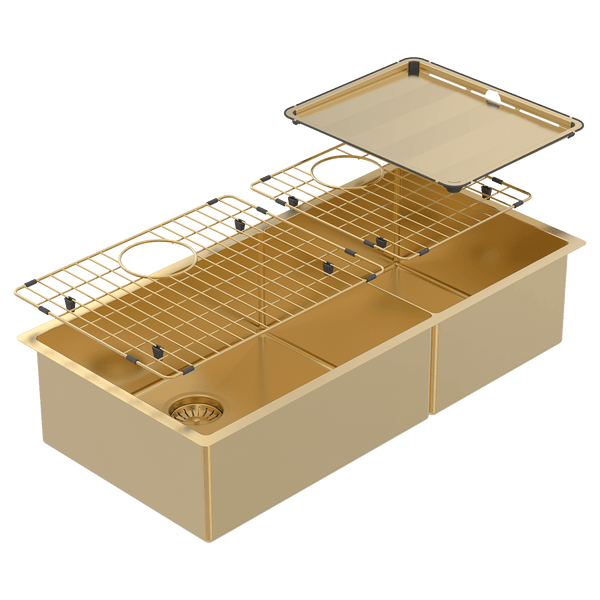 ABEY PIAZZA 1 & 3/4 DOUBLE BOWL KITCHEN SINK EUREKA GOLD 889MM