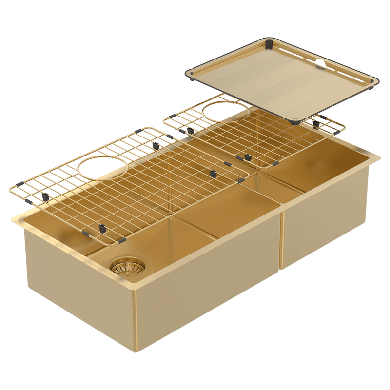 ABEY PIAZZA 1 & 3/4 DOUBLE BOWL KITCHEN SINK EUREKA GOLD 889MM