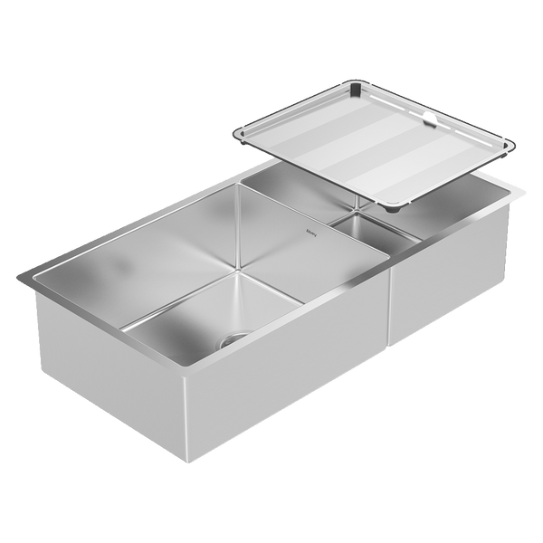 ABEY PIAZZA 1 & 3/4 DOUBLE BOWL KITCHEN SINK STAINLESS STEEL 889MM