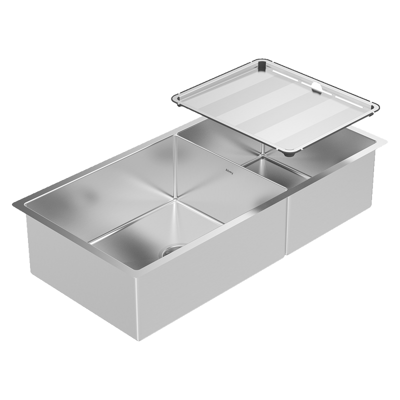 ABEY PIAZZA 1 & 3/4 DOUBLE BOWL KITCHEN SINK STAINLESS STEEL 889MM