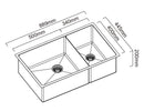 ABEY PIAZZA 1 & 3/4 DOUBLE BOWL KITCHEN SINK STAINLESS STEEL 889MM