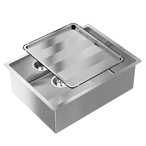 ABEY PIAZZA 540 SQUARE BOWL KITCHEN SINK STAINLESS STEEL 590MM