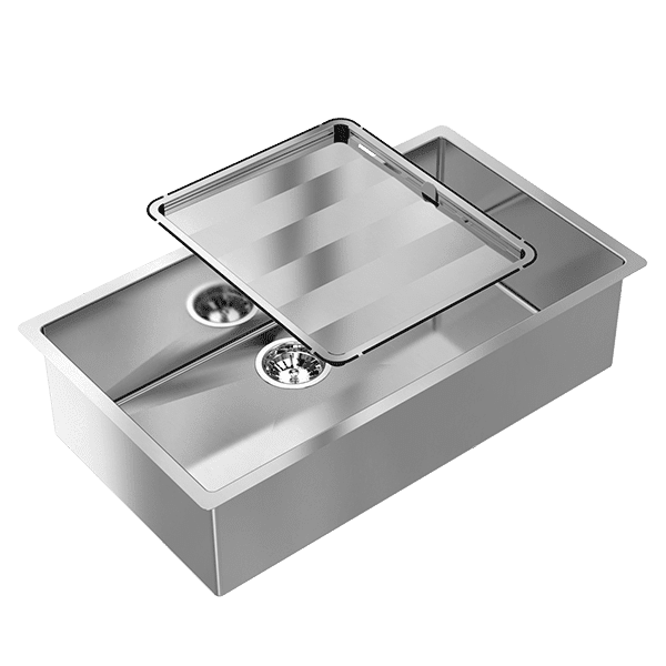 ABEY PIAZZA SQUARE SINGLE BOWL KITCHEN SINK STAINLESS STEEL 770MM