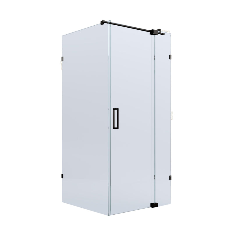 BELLA VISTA KENDRA FRAMELESS OVERLAPPED FRONT AND RETURN PANEL SHOWER SCREEN  BLACK