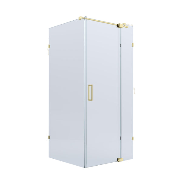 BELLA VISTA KENDRA FRAMELESS OVERLAPPED FRONT AND RETURN PANEL SHOWER SCREEN FRENCH GOLD