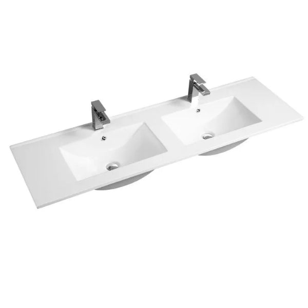 OTTI LAGUNA SATIN WHITE 1500MM DOUBLE BOWL WALL HUNG VANITY