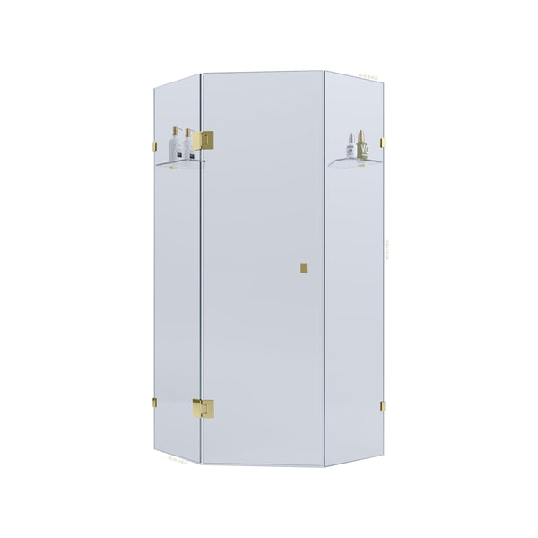 BELLA VISTA FRAMELESS DIAMOND CORNER SHOWER SCREEN FRENCH GOLD