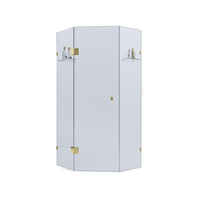 BELLA VISTA FRAMELESS DIAMOND CORNER SHOWER SCREEN FRENCH GOLD