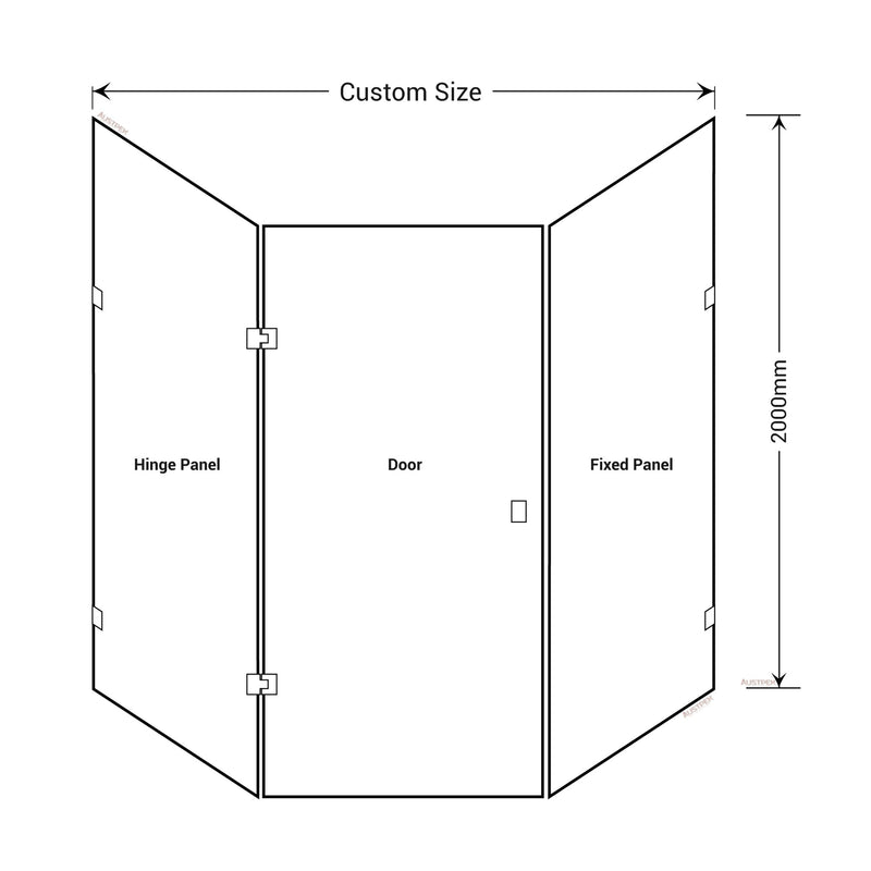 BELLA VISTA FRAMELESS DIAMOND CORNER SHOWER SCREEN CHROME