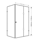 BELLA VISTA VALENTINA FRAMELESS PIVOT FRONT AND RETURN PANEL SHOWER SCREEN BLACK