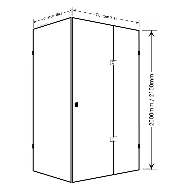 BELLA VISTA VALENTINA FRAMELESS PIVOT FRONT AND RETURN PANEL SHOWER SCREEN BRUSHED NICKEL