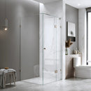 BELLA VISTA VALENTINA FRAMELESS PIVOT FRONT AND RETURN PANEL SHOWER SCREEN BRUSHED NICKEL