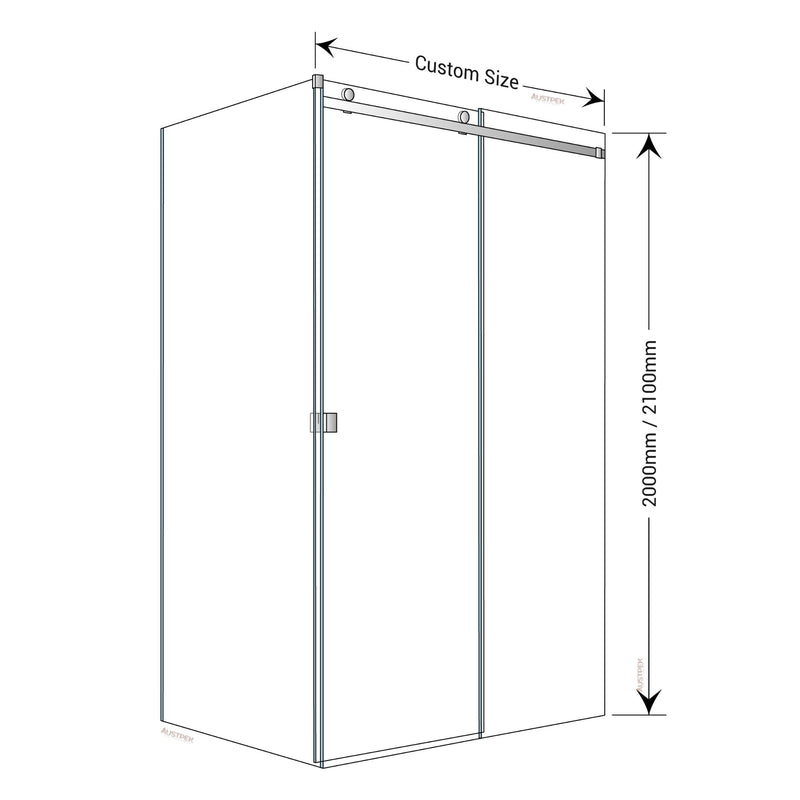 BELLA VISTA VICTORIA FRAMELESS SLIDING FRONT AND RETURN PANEL SHOWER SCREEN GUN METAL
