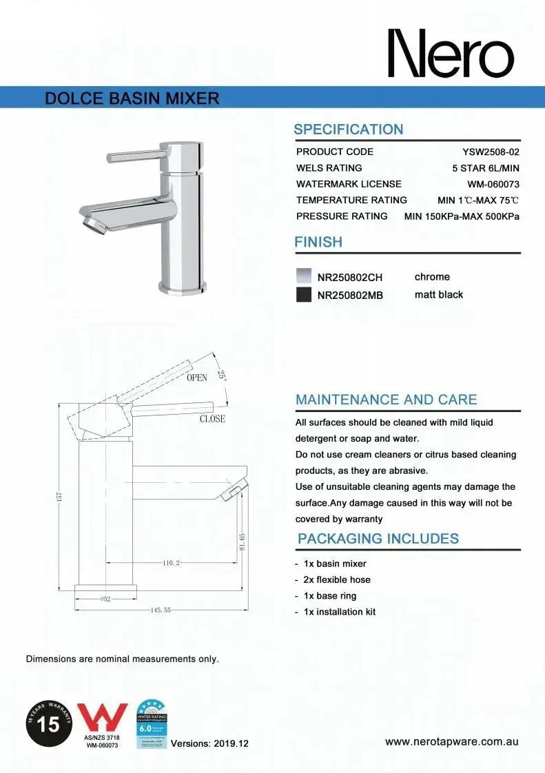 NERO DOLCE Basin Mixer Stylish Spout