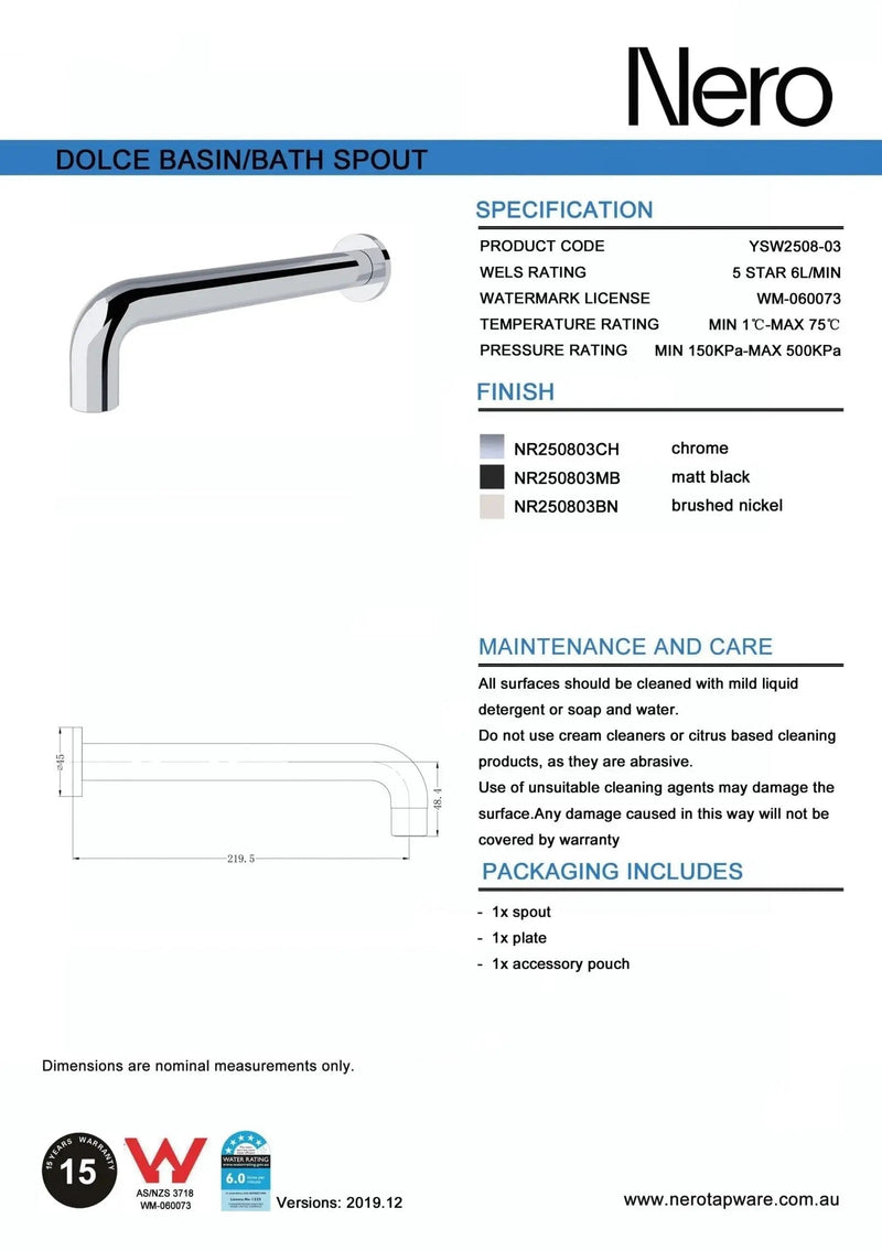 NERO DOLCE Basin or Bath Spout only