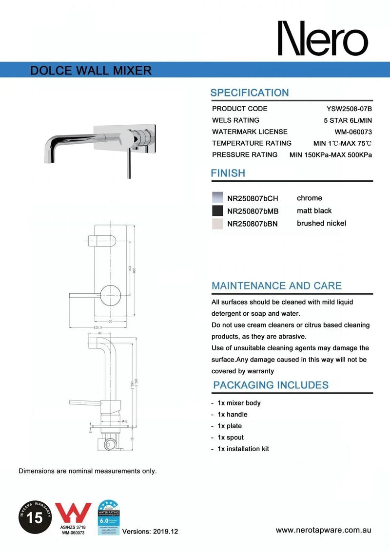 NERO DOLCE Wall Basin Mixer
