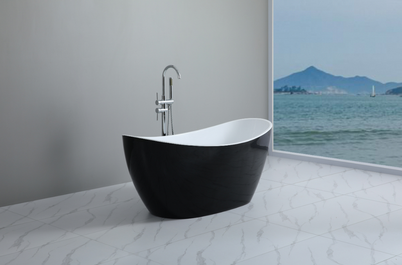 POSEIDON EVIE FREE STANDING BATHTUB GLOSS BLACK (AVAILABLE IN 1500MM AND 1660MM)