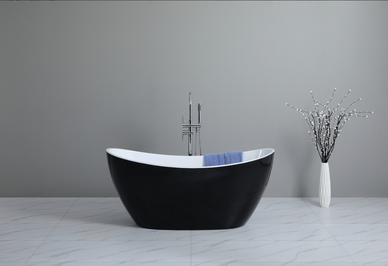 POSEIDON EVIE FREE STANDING BATHTUB GLOSS BLACK (AVAILABLE IN 1500MM AND 1660MM)