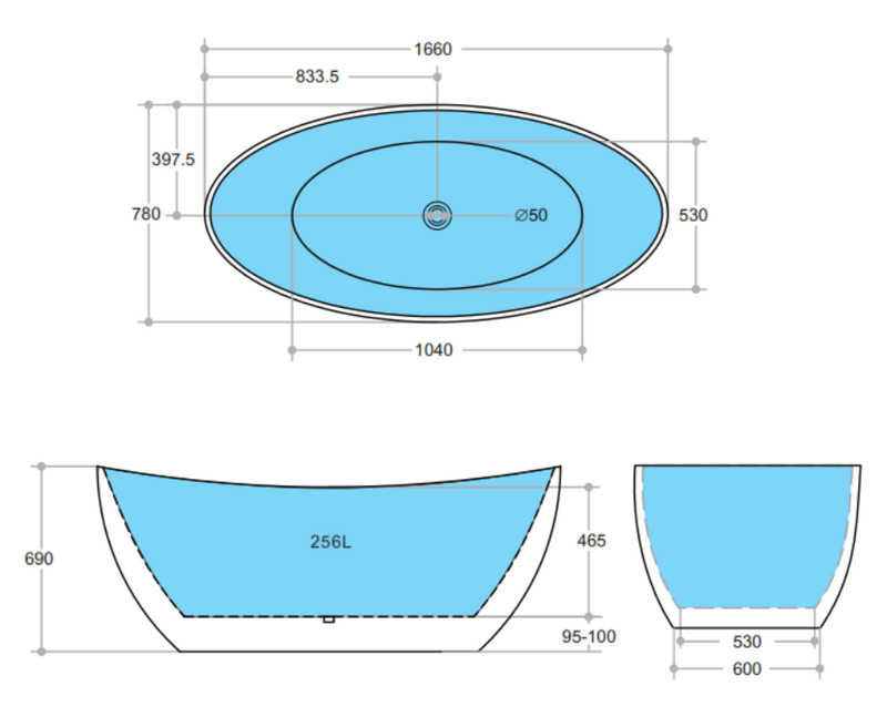 POSEIDON EVIE FREE STANDING BATH NF GLOSS WHITE (AVAILABLE IN 1500MM AND 1660MM)