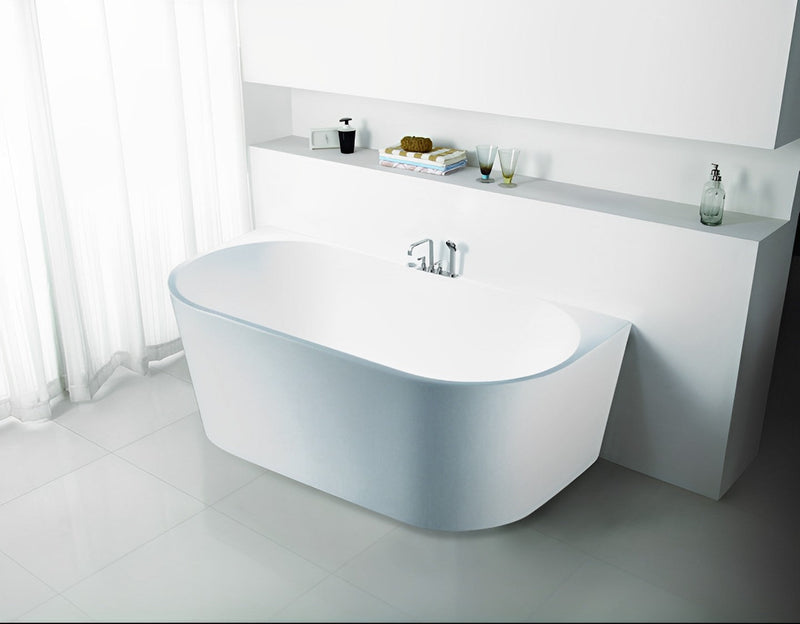 POSEIDON ELIVIA BACK TO WALL NF BATH GLOSS WHITE (AVAILABLE IN 1400MM, 1500MM AND 1700MM)