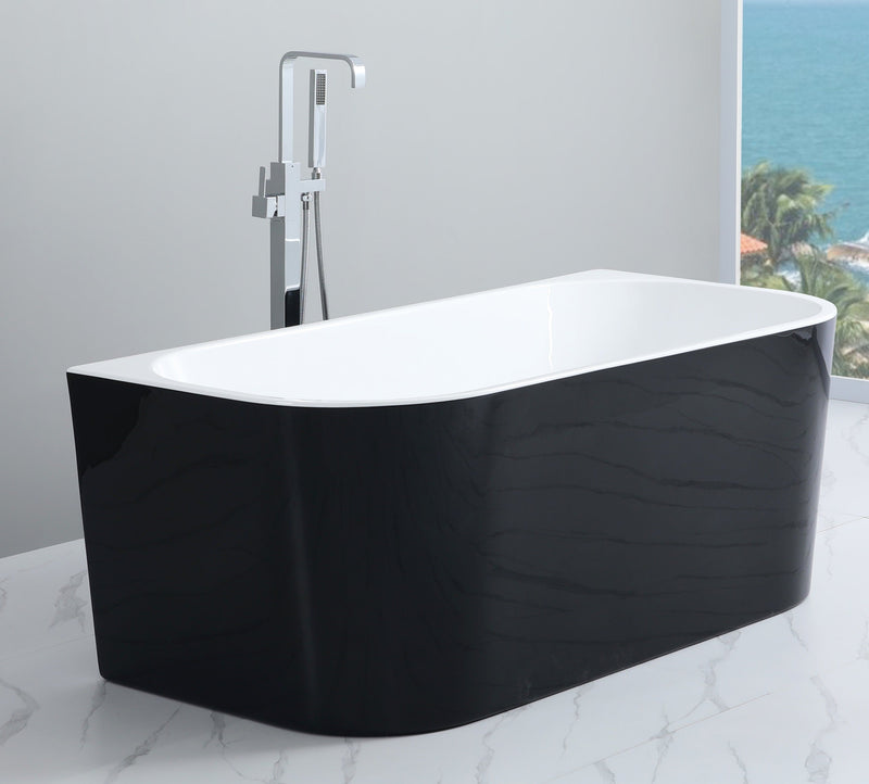 POSEIDON ELIVIA BACK TO WALL NF BATHTUB GLOSS BLACK AND GLOSS WHITE (AVAILABLE 1500MM AND 1700MM)