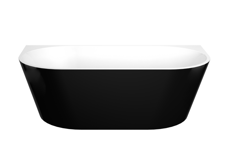 POSEIDON ELIVIA BACK TO WALL NF BATHTUB GLOSS BLACK AND GLOSS WHITE (AVAILABLE 1500MM AND 1700MM)