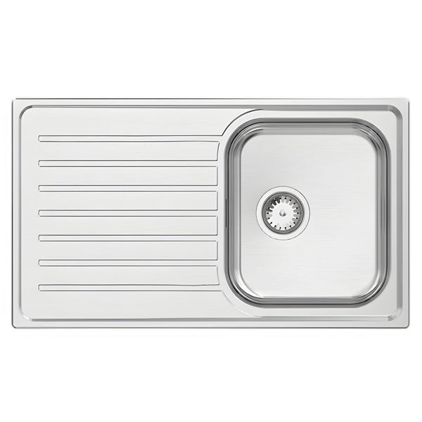 ABEY EURONOX SINGLE BOWL KITCHEN SINK WITH DRAINER STAINLESS STEEL 860MM