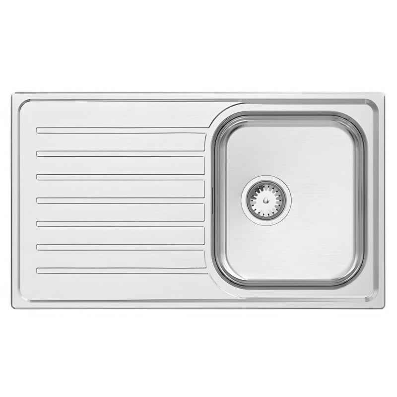 ABEY EURONOX SINGLE BOWL KITCHEN SINK WITH DRAINER STAINLESS STEEL 860MM