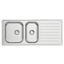 ABEY EURONOX 1 & 1/2 BOWL KITCHEN SINK STAINLESS STEEL 1160MM