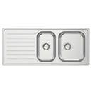 ABEY EURONOX 1 & 1/2 BOWL KITCHEN SINK STAINLESS STEEL 1160MM