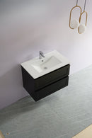 CETO FREMANTLE MATTE BLACK 750MM SINGLE BOWL WALL HUNG VANITY