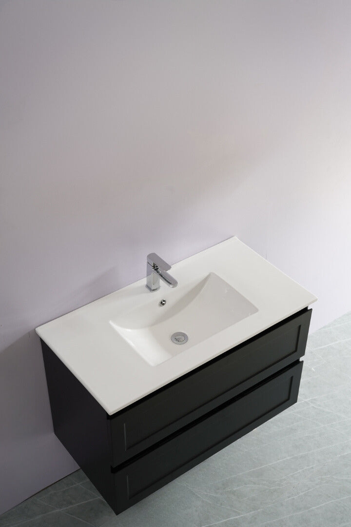 CETO FREMANTLE MATTE BLACK 900MM SINGLE BOWL WALL HUNG VANITY