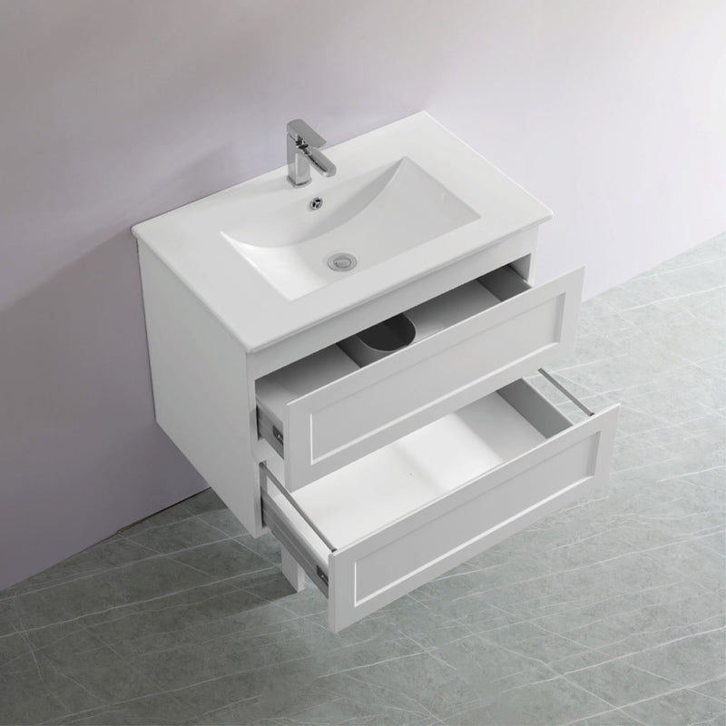 CETO FREMANTLE MATTE WHITE 750MM SINGLE BOWL WALL HUNG VANITY